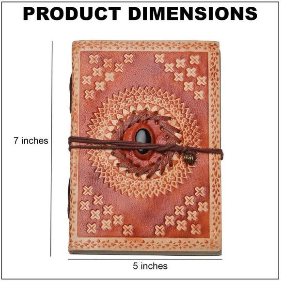 Handcrafted Leather and Cotton Journal 7 x 5 in - Picture 3 of 8